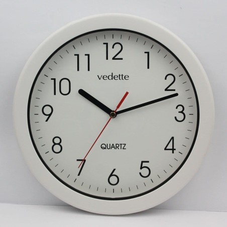 Horloge murale étanche Vedette VP40015 26 cm - Grands chiffres - Pile incluse