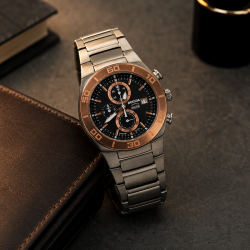 Chronographe homme Boccia 3779-05 en titane - Verre saphir