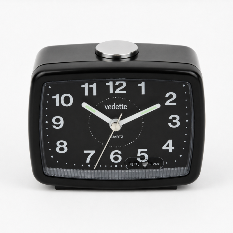 Gros réveil noir Vedette 204.1049.05 – Sonnerie progressive