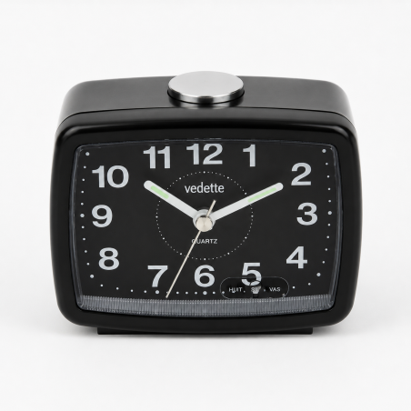 Gros réveil noir Vedette 204.1049.05 – Sonnerie progressive
