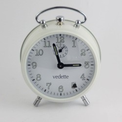 Réveil mécanique sans pile Vedette Genève – Métal blanc