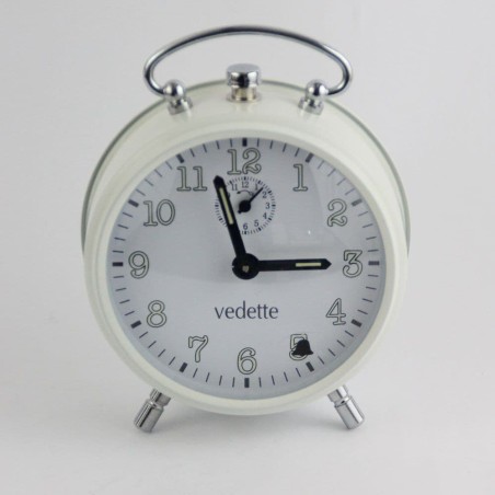 Réveil mécanique sans pile Vedette Genève – Métal blanc
