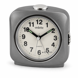 Réveil Vedette Amsterdam – Gris compact avec sonnerie progressive