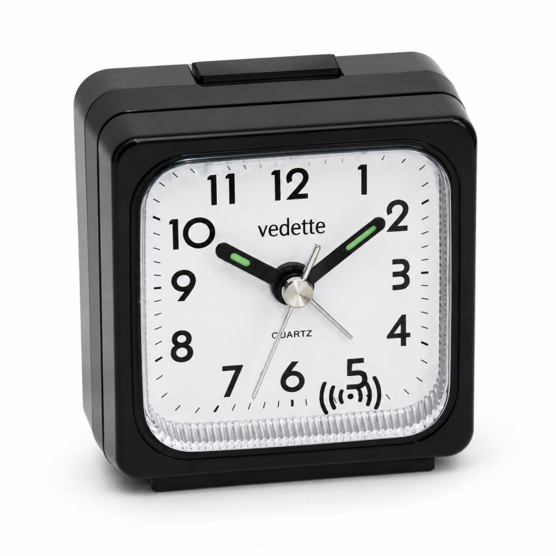 Petit réveil noir Vedette Boston – Compact et léger 56 g