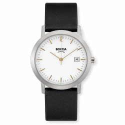 Montre Homme Titane Hypoallergénique Boccia 510-94 Cuir Noir