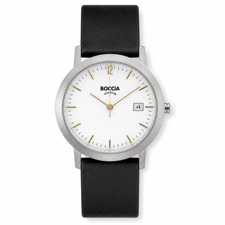 Montre Homme Titane Hypoallergénique Boccia 510-94 Cuir Noir