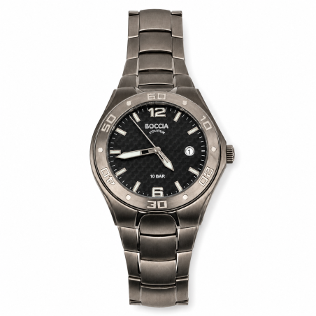 Montre homme Boccia B3508-07 en titane - Cadran carbone - Étanche